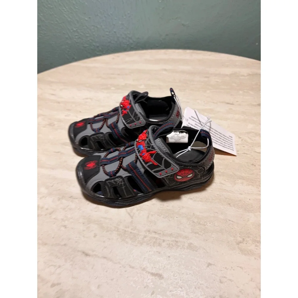 Marvel Spiderman Toddler Boys Closed Toe Sandals Black Grey Red Size 9 NWT